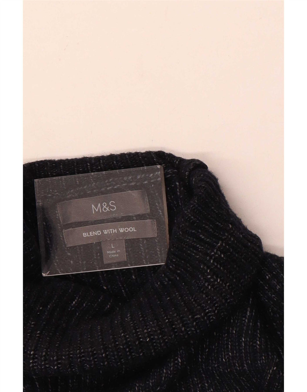 Marks & Spencer Męski sweter z golfem, duży, granatowy, wełniany