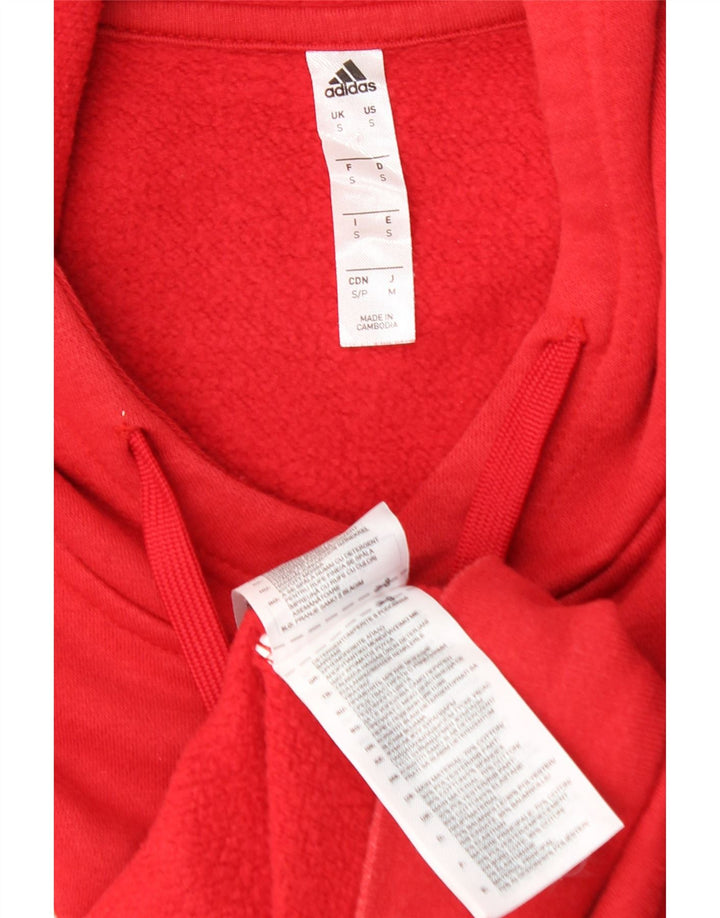 Męski sweter z kapturem ADIDAS, mały, czerwony, bawełniany