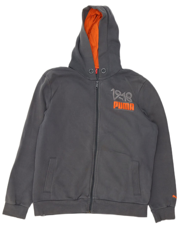 Męski sweter Puma z grafiką i zamkiem błyskawicznym, duży, szary, bawełniany