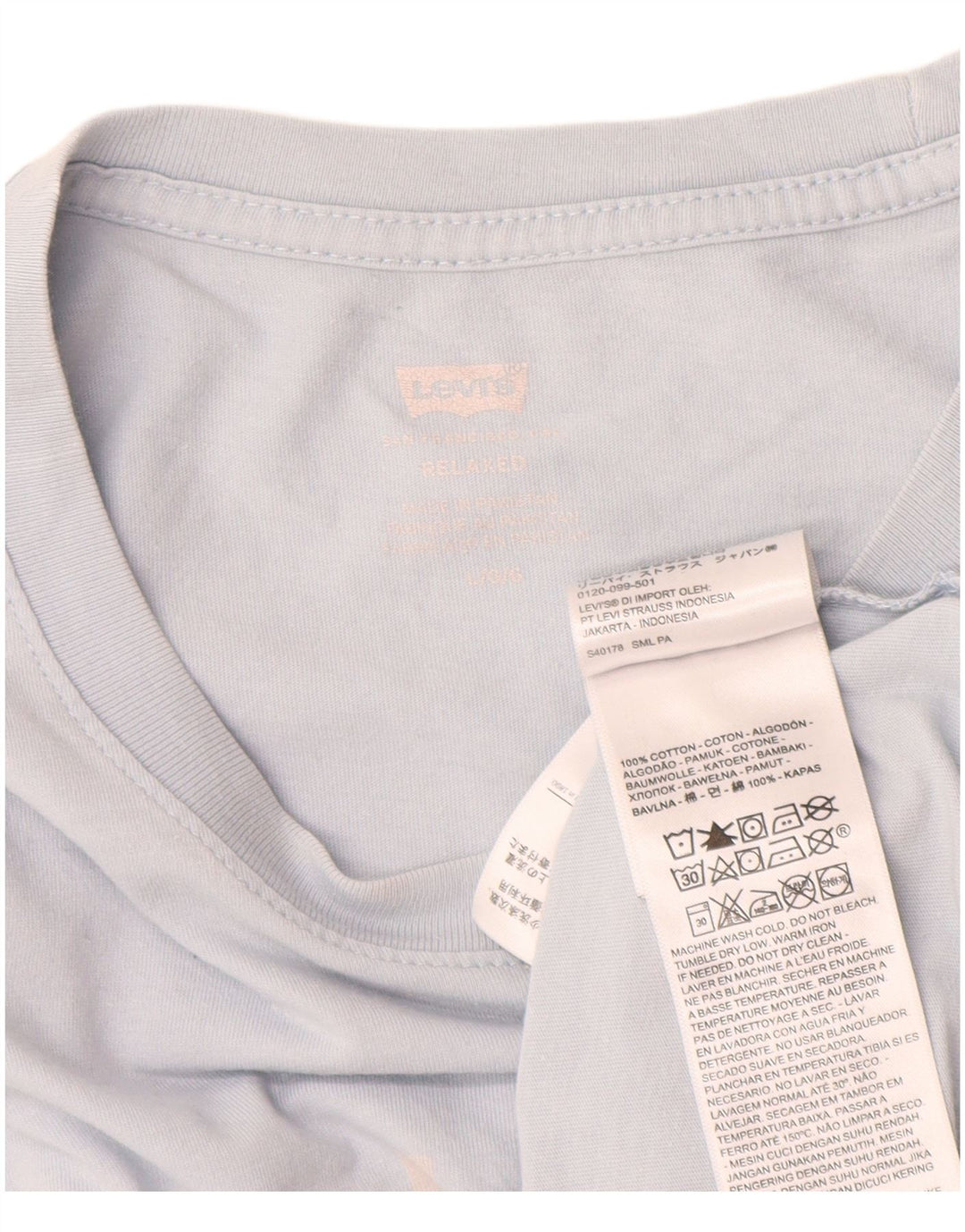 Męski T-shirt Levi's o swobodnym kroju z grafiką, duży, niebieski, bawełniany
