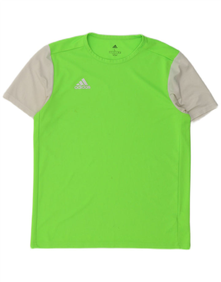 Adidas Męska koszulka Climalite Top, duża, zielona, poliestrowa z blokami kolorów