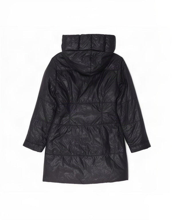 Vintage Womens Hooded Padded Coat IT 40 Small Navy Blue Polyester