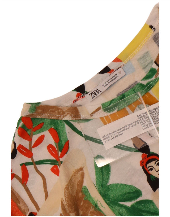 Damski T-shirt z krótkim rękawem Zara, UK 14, średnia, wielokolorowa bawełna