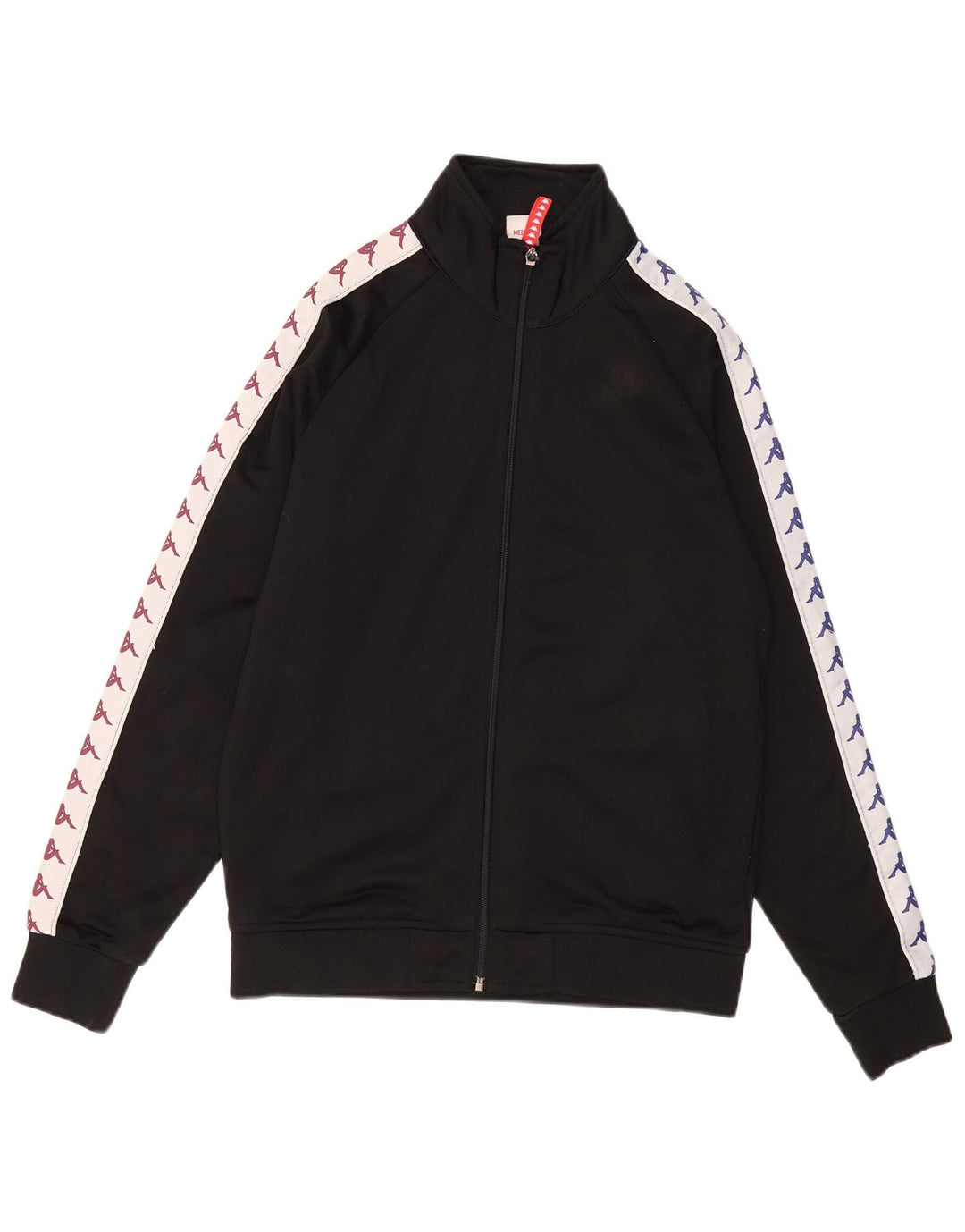 Męska kurtka dresowa KAPPA z grafiką, średnia czarna, poliester z blokami kolorów