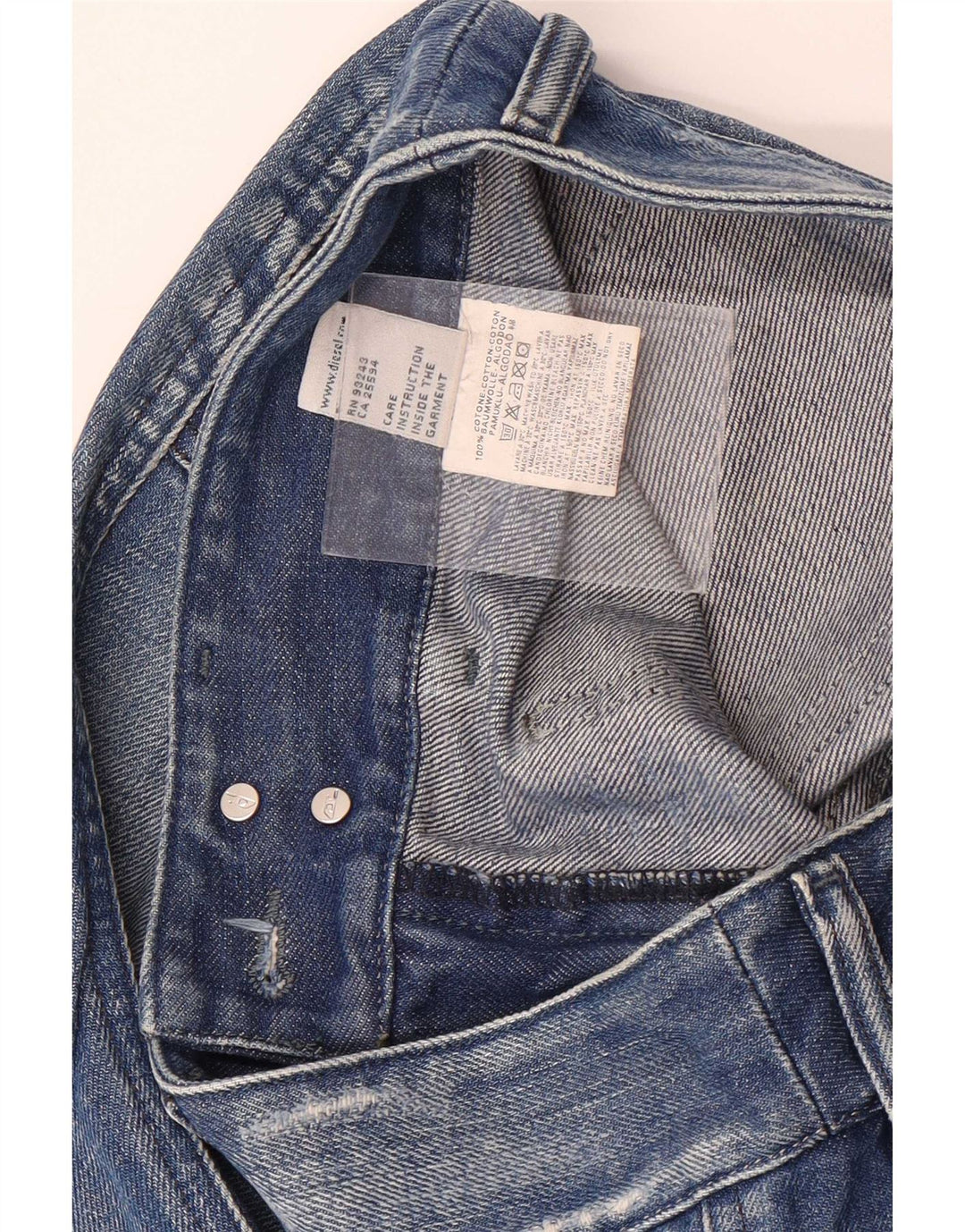 Damskie jeansy Diesel w trudnej sytuacji, przycięte W26 L25, niebieska bawełna