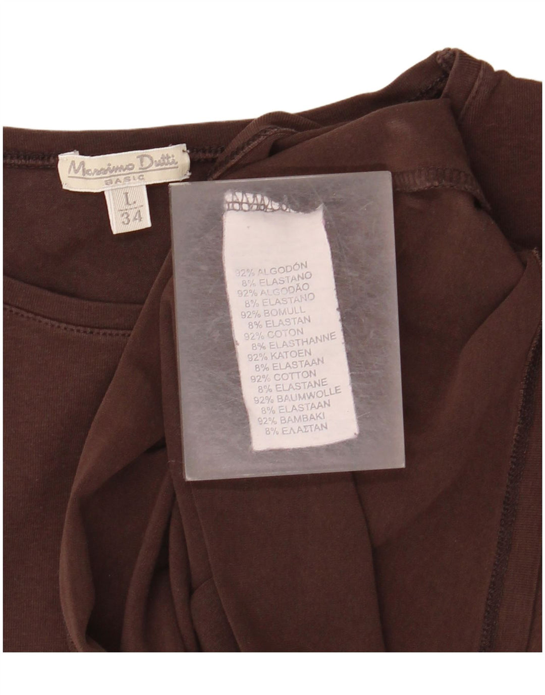 T-shirt damski MASSIMO DUTTI Top UK 14, duży, brązowy, bawełniany