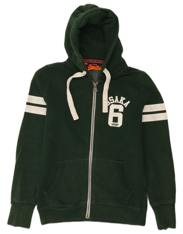 Damski sweter z kapturem Superdry Osaka Graphic, UK 14, średni zielony, bawełniany
