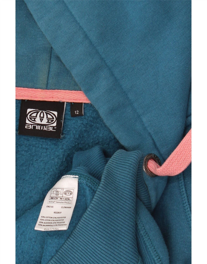 Damski sweter z kapturem i zamkiem błyskawicznym ANIMAL UK 12, średni niebieski, bawełniany