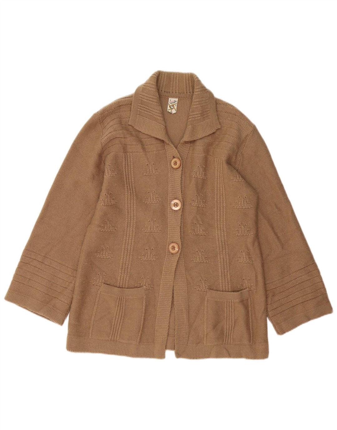 Sweter damski VINTAGE UK 14 Średni brązowy wełniany