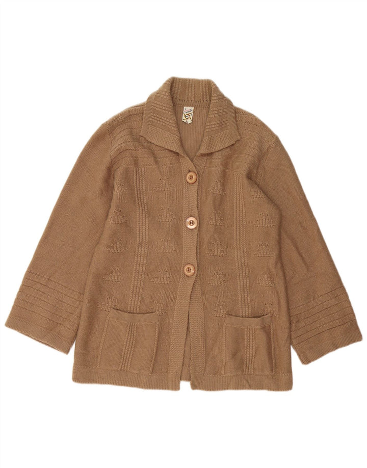 Sweter damski VINTAGE UK 14 Średni brązowy wełniany