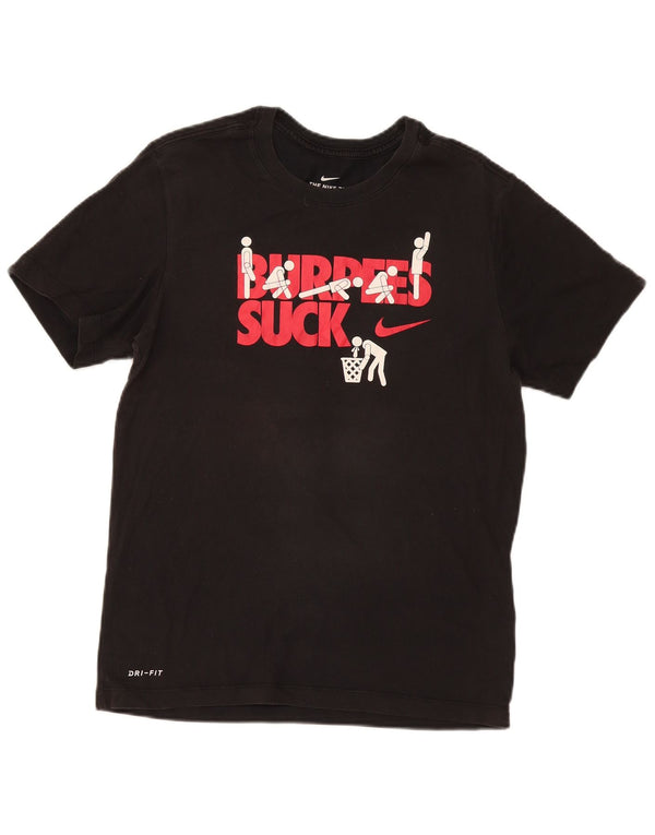 Męski T-shirt z grafiką Nike Dri Fit, mały, czarny, bawełniany