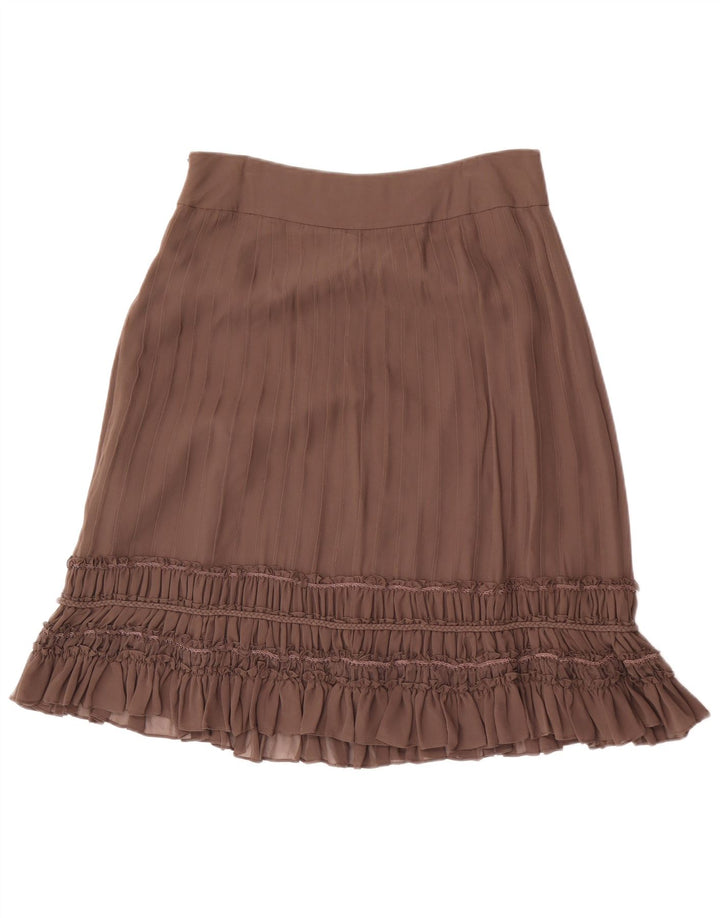 Damska spódnica z falbaną Fenn Wright Manson UK 12 Medium W32 Brązowy jedwab