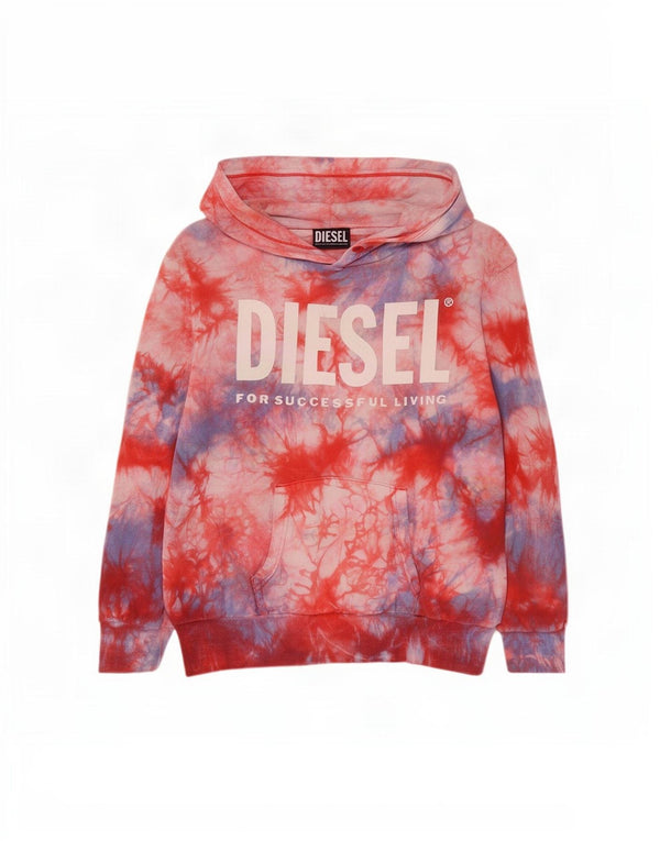 Diesel Girls Graphic Hoodie Jumper 11-12 Years Multicoloured Tie Dye Cotton