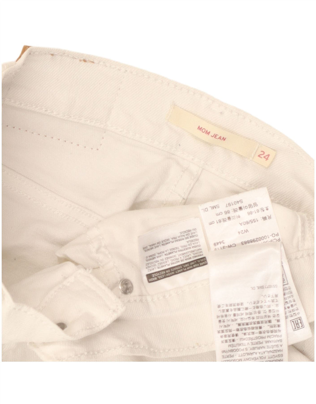 Damskie jeansy Levi's Mom Cropped W24 L24 Off White Cotton
