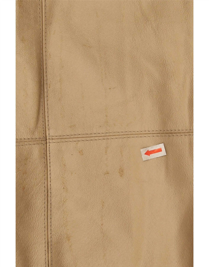 Vintage damski płaszcz skórzany EU 50 3XL beżowy klasyczny