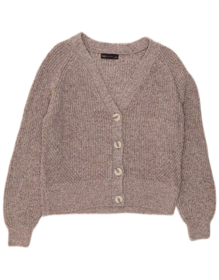 MARKS & SPENCER Damski sweter kardigan UK 14 Średnioszary, bawełniany nakrapiany
