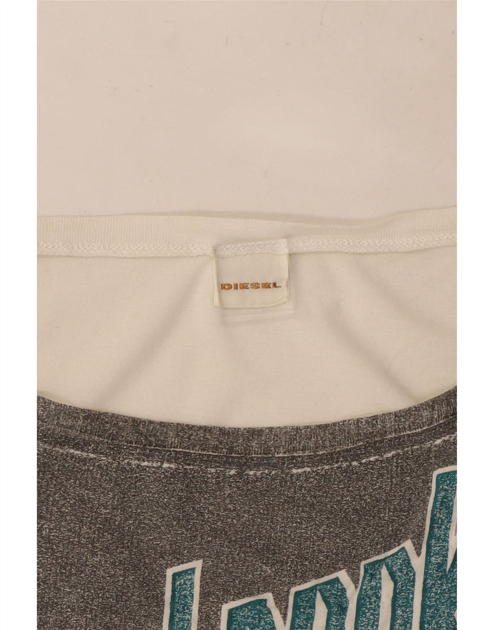 Damska koszulka z grafiką DIESEL Top UK 10, mała, biała