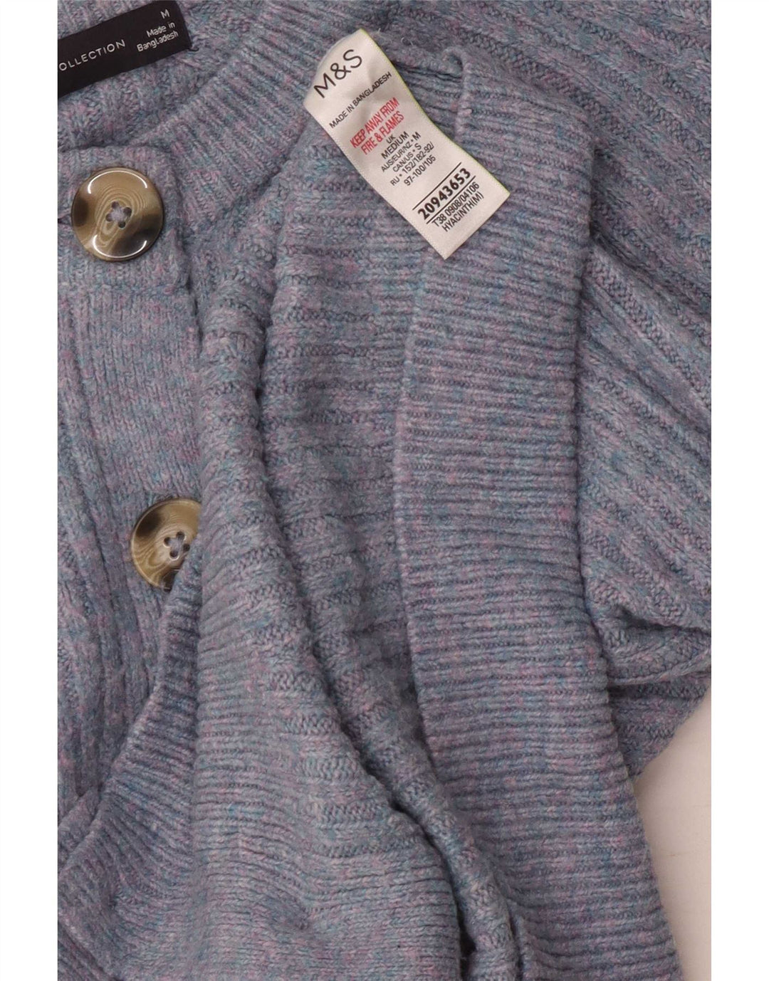 Marks & Spencer Damski sweter kardigan UK 14 Średni niebieski akryl