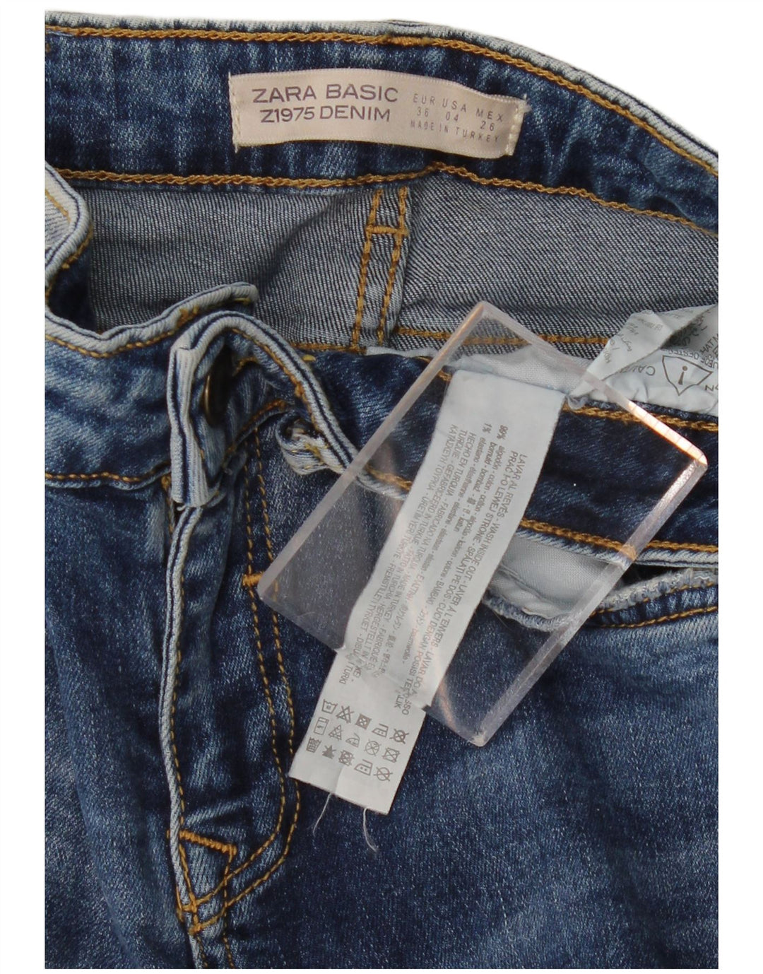 Damskie dżinsy rurki ZARA w trudnej sytuacji EU 36 XS W26 L27 Niebieskie, bawełniane