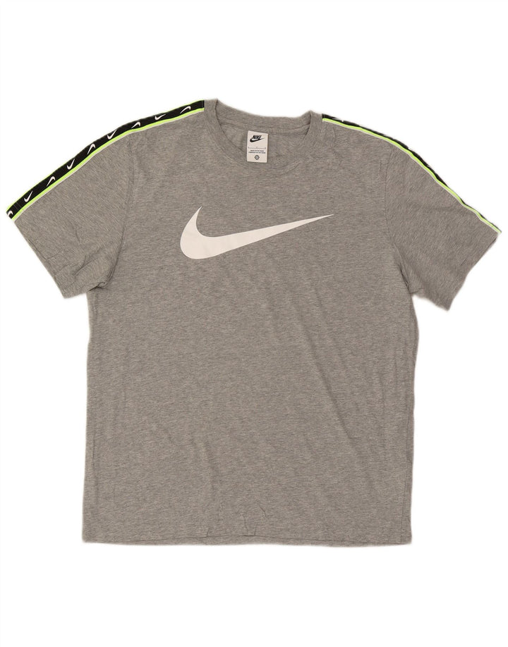 Męska koszulka z grafiką Nike, duża, szara, bawełniana z blokami kolorów