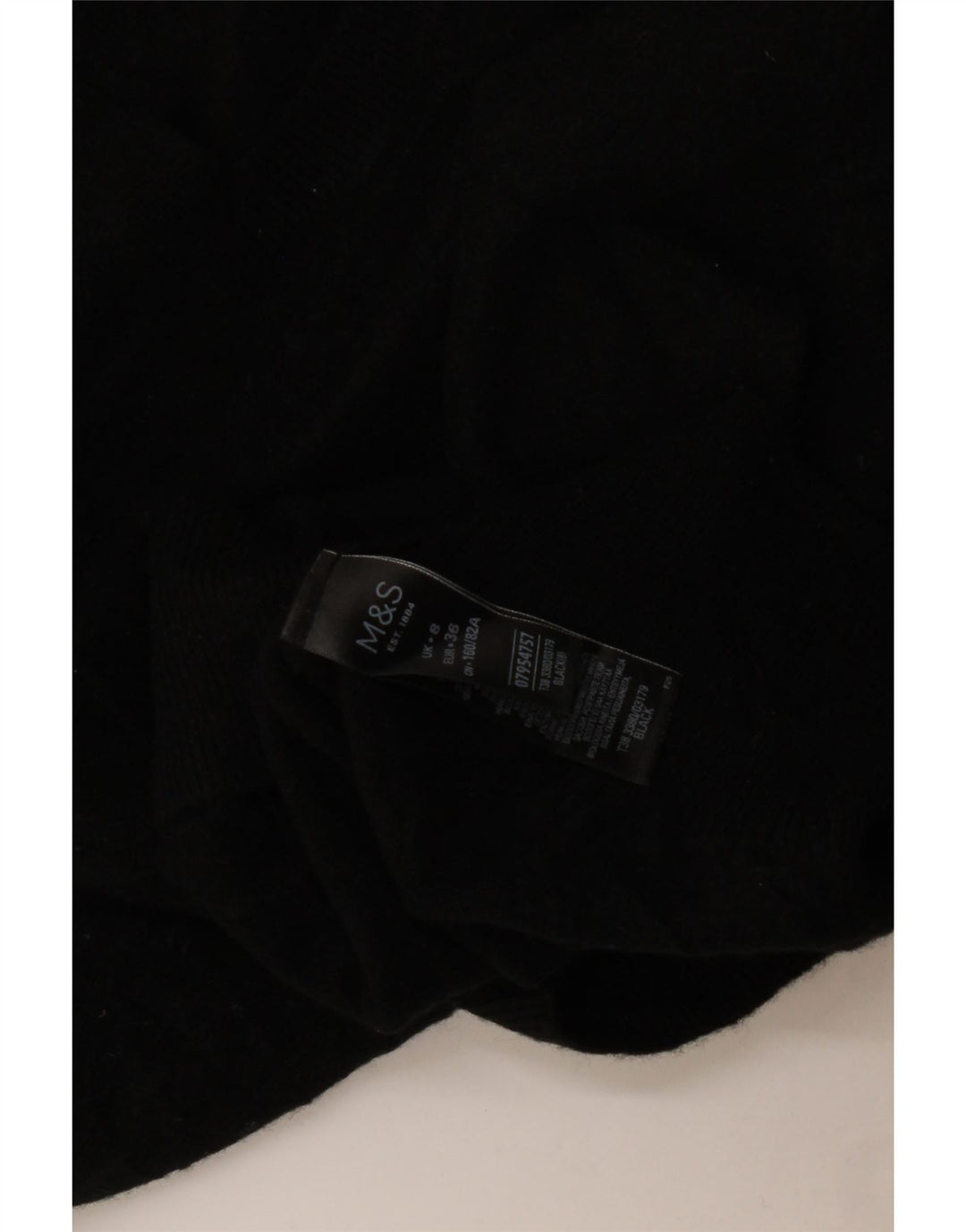 Marks & Spencer Damski sweter z okrągłym dekoltem i autografem, UK 8, mały, czarny