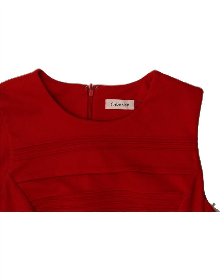 CALVIN KLEIN Womens Sleeveless Sheath Dress US 10 Large Red Polyester Vintage Calvin Klein and Second-Hand Calvin Klein from Messina Hembry 