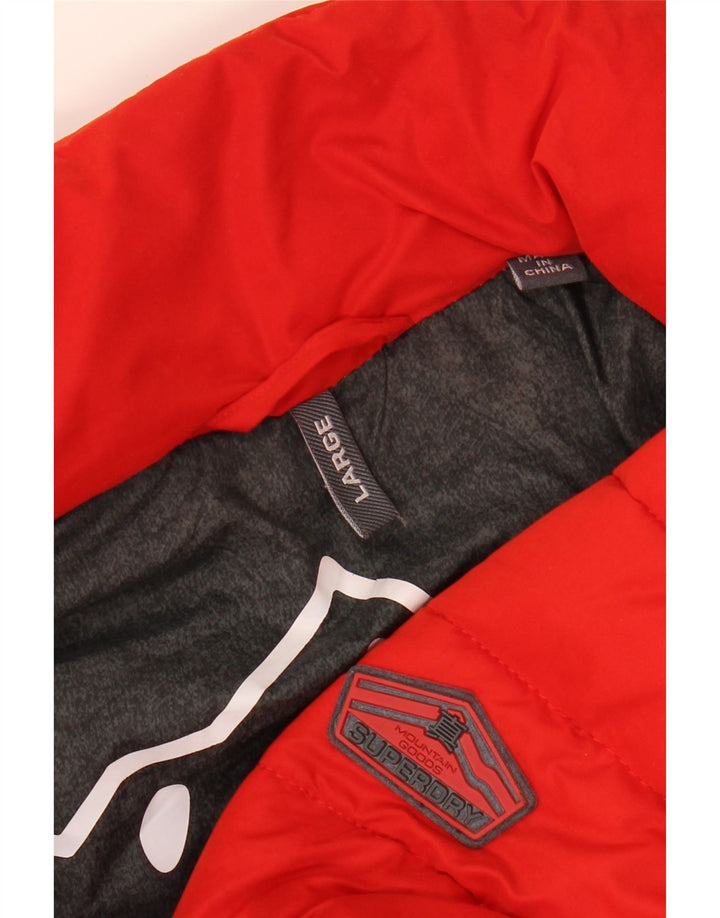 SUPERDRY Womens Padded Jacket UK 16 Large Red Colourblock Polyester