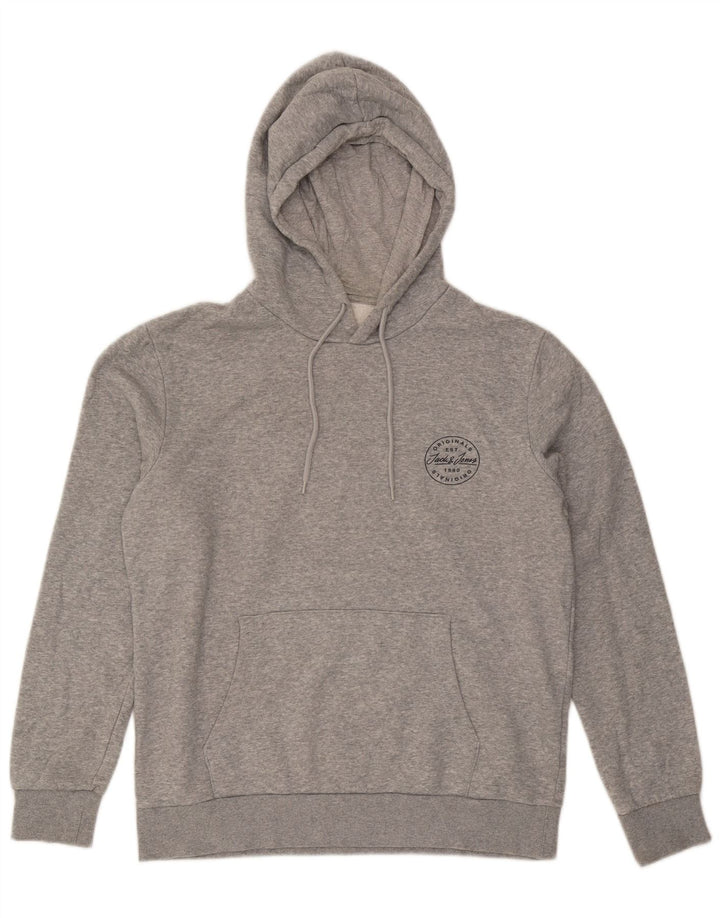 Męski sweter z kapturem Jack & Jones, duży, szary, bawełniany