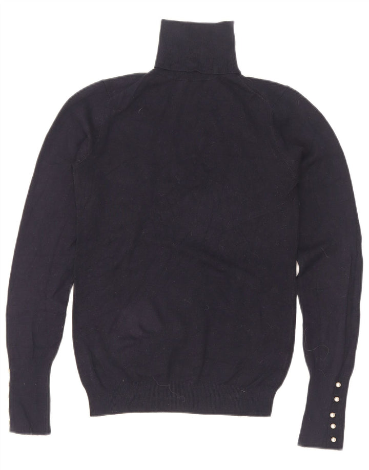 Sweter damski Zara z wywijanym dekoltem UK 8, mały, granatowy
