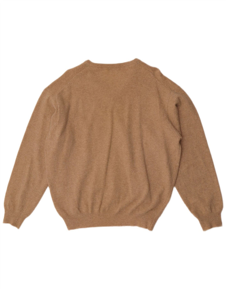 Męski sweter Sisley z dekoltem w kształcie litery V, duży, brązowy
