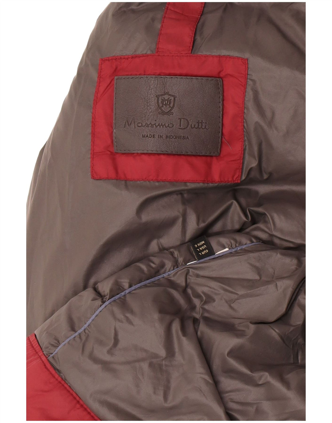 Massimo Dutti Womens Hooded Padded Jacket UK 14 Large Burgundy