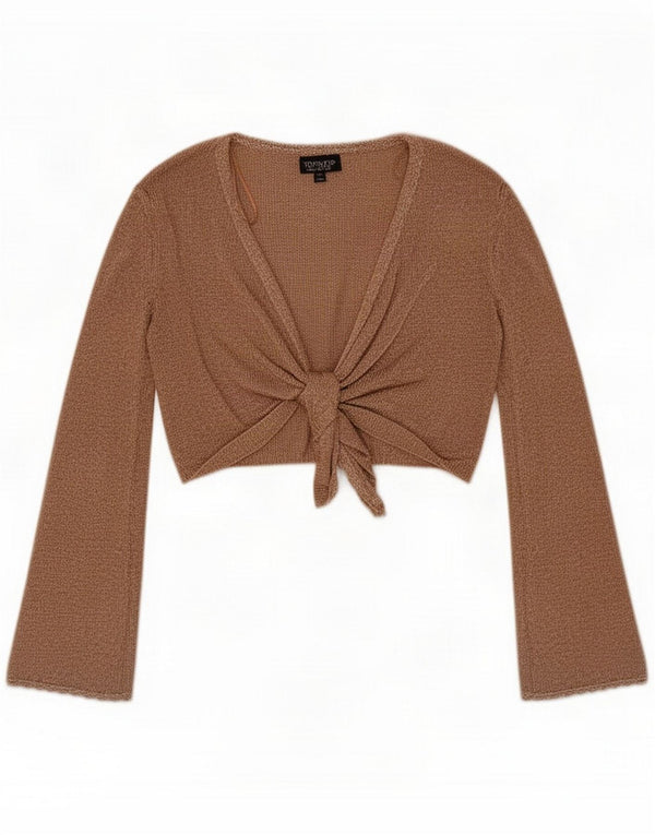 Topshop damski krótki top oversize UK 12 średnio brązowy, bawełniany