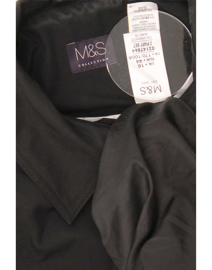 Marks & Spencer Damski trencz UK 16, duży, czarny poliester