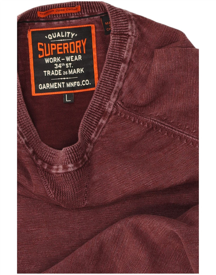 Męski sweter Superdry, duży, bordowy, bawełniany