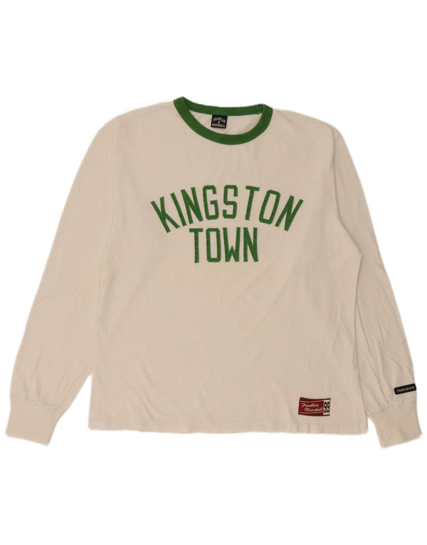 Franklin & Marshall Mens Graphic Top Long Sleeve Large White Cotton