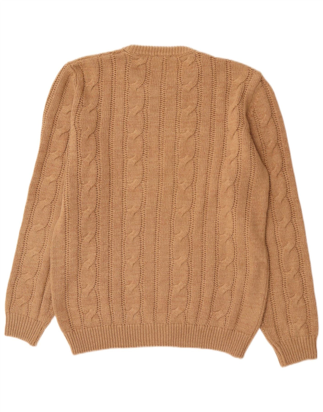 Vintage męski sweter z okrągłym dekoltem, średni brązowy akryl