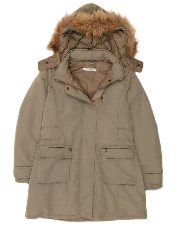 Marella Damski płaszcz z kapturem, oversize, wyściełany UK 8, mały, khaki, poliamid