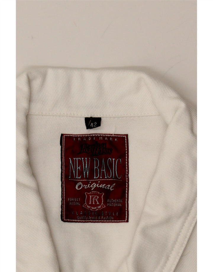 VINTAGE Womens Oversized Denim Jacket IT 42 Medium White Cotton Vintage Vintage and Second-Hand Vintage from Messina Hembry 