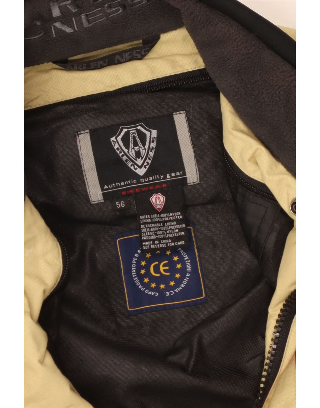 Męska kurtka racer Arlen Ness IT 56 3XL Beżowy nylon z blokami kolorów