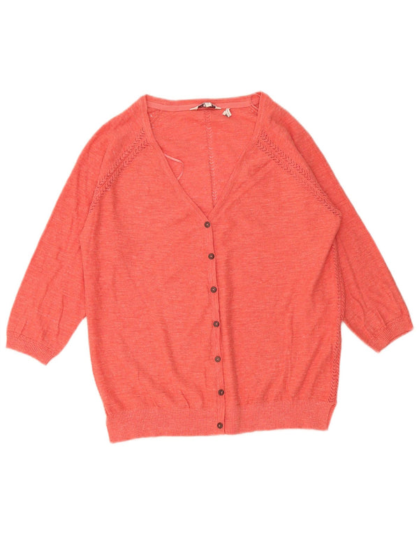Damski sweter rozpinany Fat Face z rękawem 3/4 UK 12, średni, różowy, nakrapiany