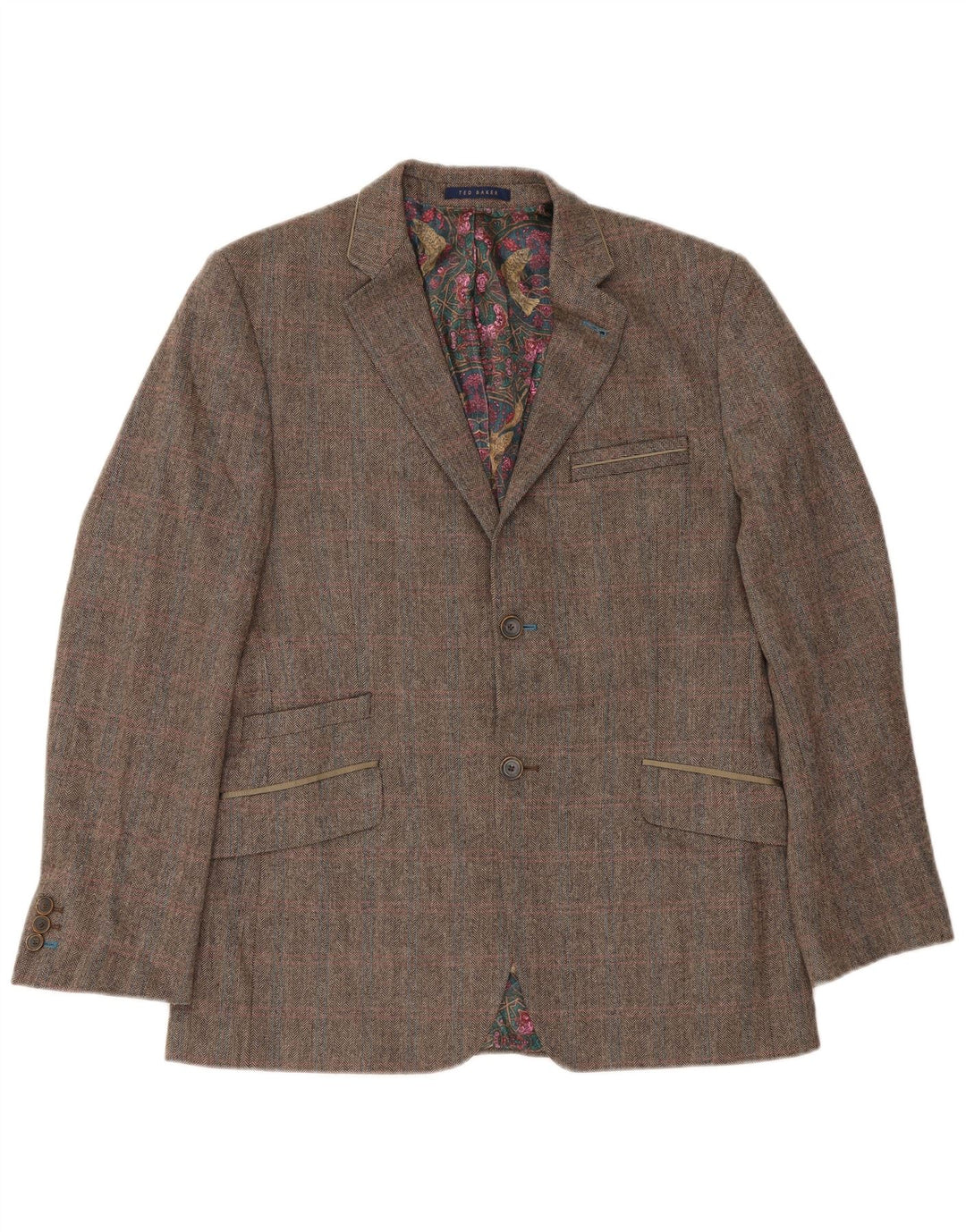 Męska marynarka Ted Baker o regularnym kroju, UK 40, duża, brązowa w jodełkę