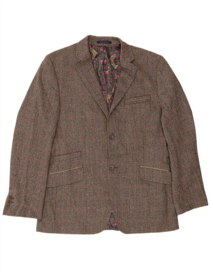Męska marynarka Ted Baker o regularnym kroju, UK 40, duża, brązowa w jodełkę