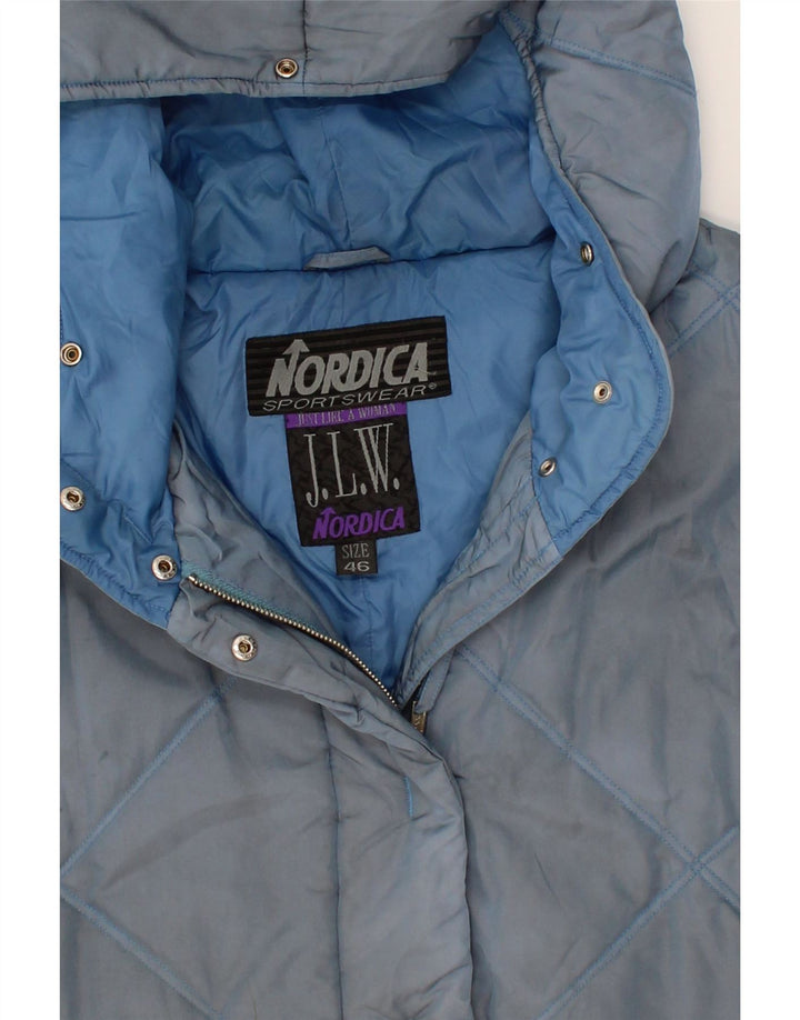 NORDICA Womens Hooded Padded Jacket IT 46 Large Blue Polyamide Vintage Nordica and Second-Hand Nordica from Messina Hembry 