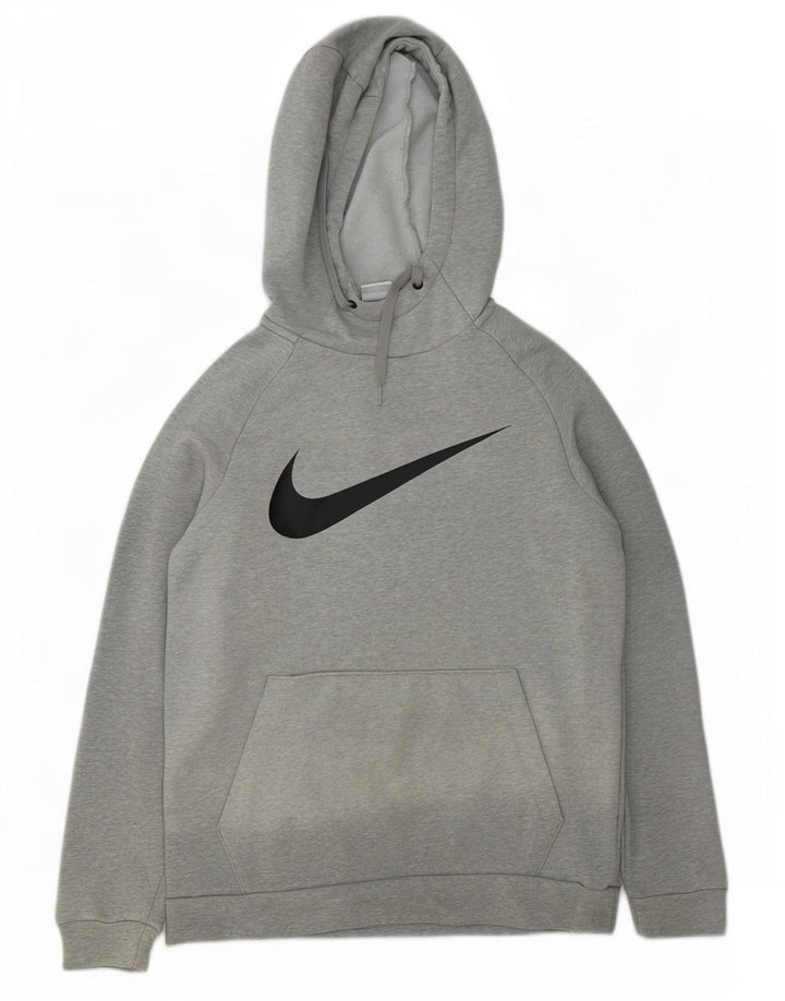 Męski sweter z kapturem Nike z grafiką, mały, szary, z bawełny w cętki
