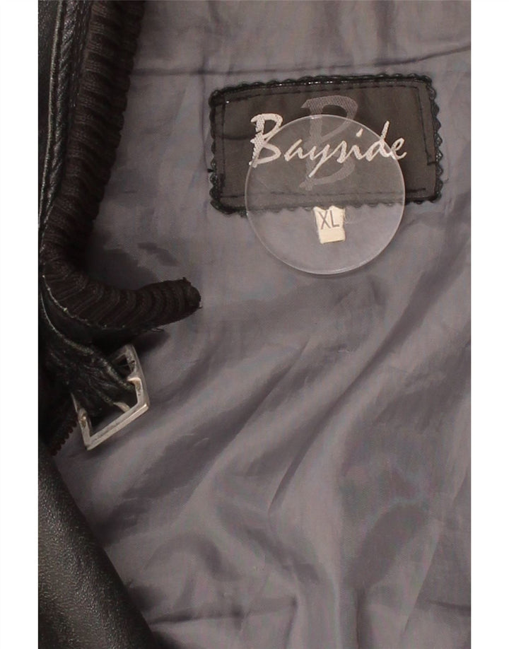 BAYSIDE Womens Leather Jacket UK 18 XL Black Leather Vintage Bayside and Second-Hand Bayside from Messina Hembry 
