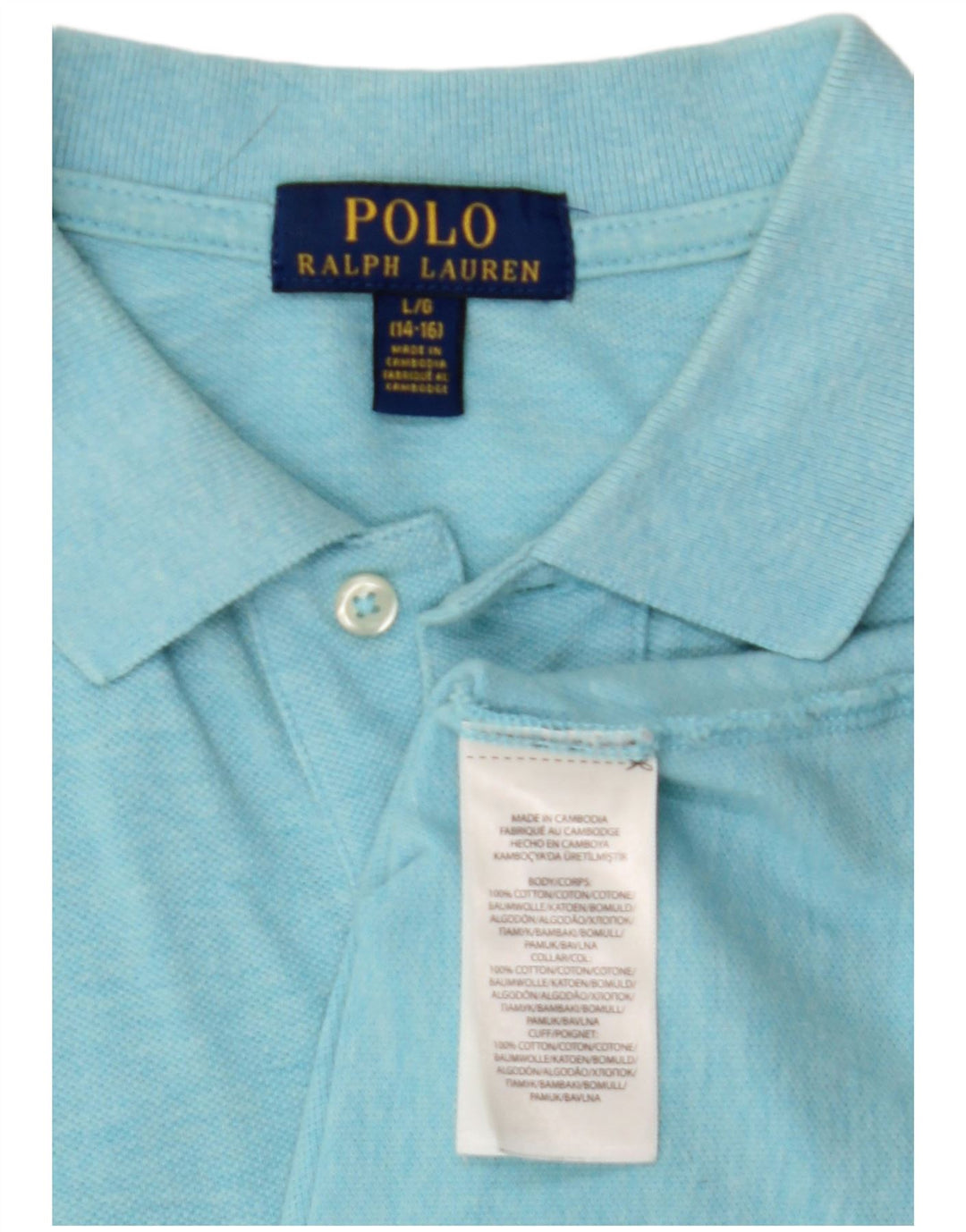 POLO RALPH LAUREN Chłopięca koszulka polo 14-15 lat, duża, niebieska, bawełniana