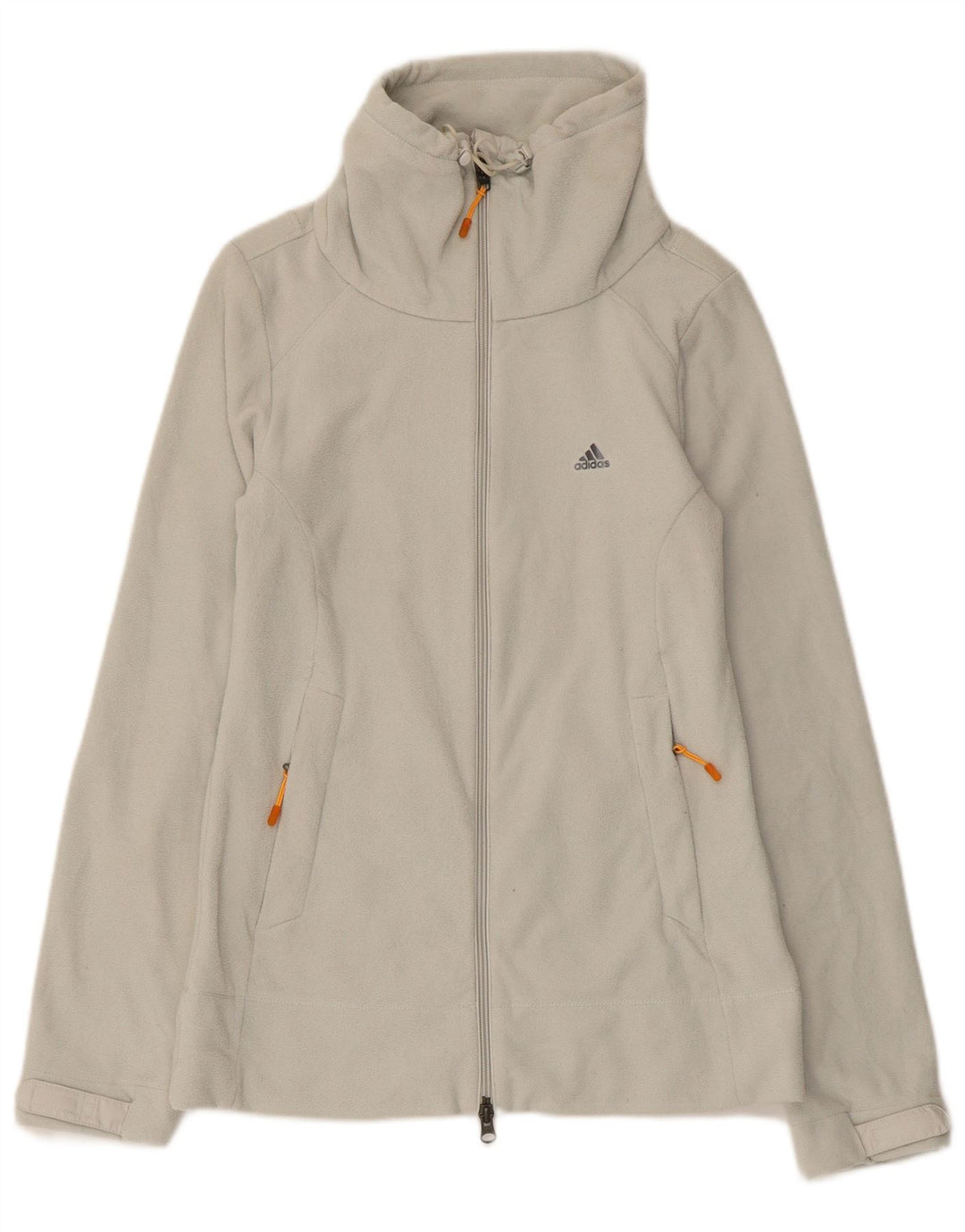 Damska kurtka polarowa Adidas UK 12, średnia, szara, poliestrowa w paski