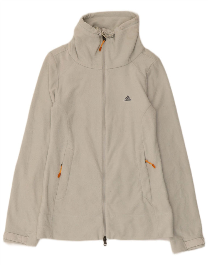 Damska kurtka polarowa Adidas UK 12, średnia, szara, poliestrowa w paski