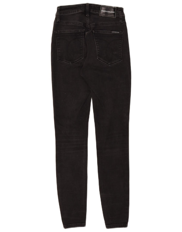 Damskie jeansy Calvin Klein ze stretchem i wysokim stanem, bardzo obcisłe W27 L28 czarne
