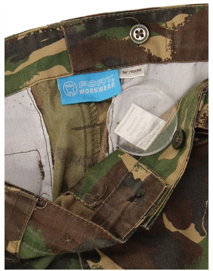 Męskie proste spodnie cargo w stylu vintage W36 L32 Khaki, kamuflaż, poliester